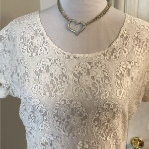 Val Mode Cream Lace Top